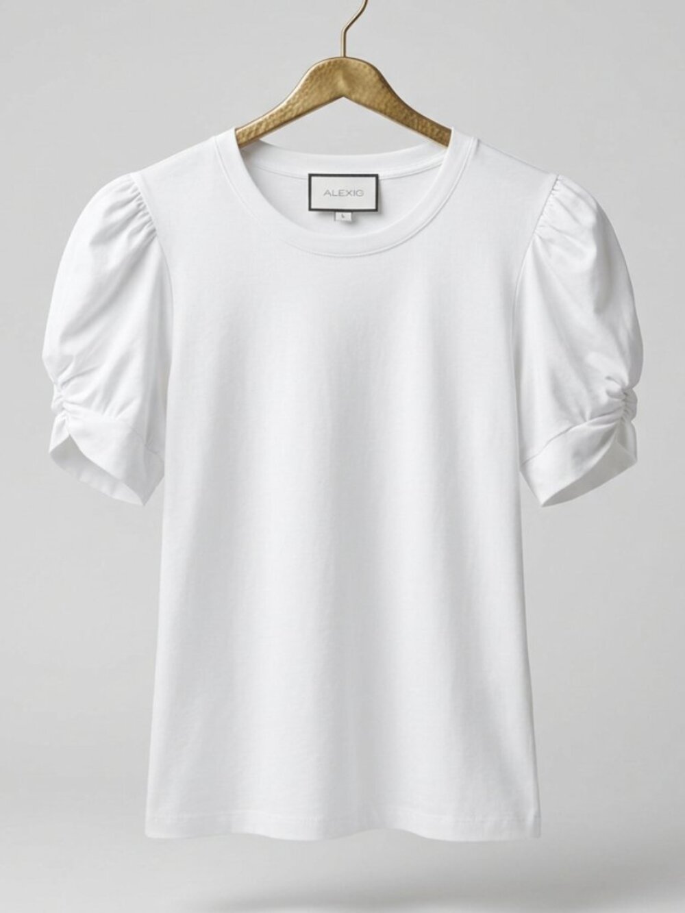 Alexis White Puff Sleeve Cotton Tee- Size L